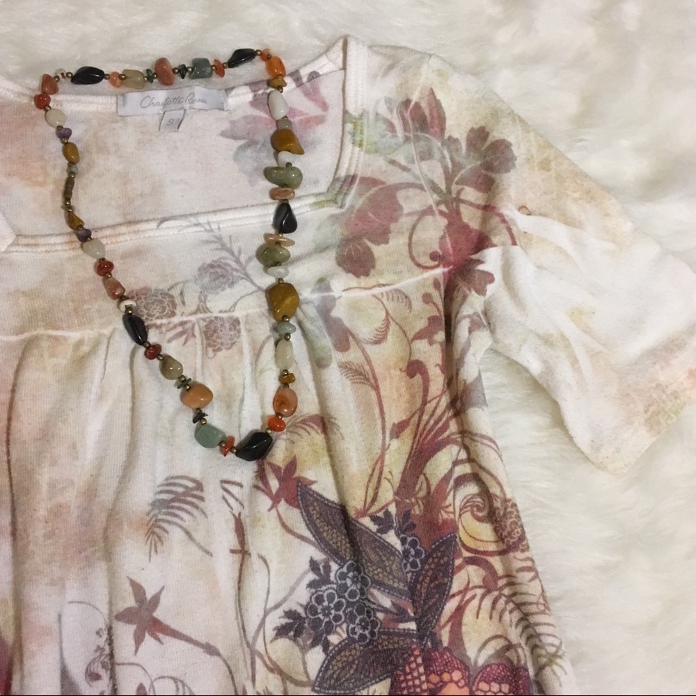 [Charlotte Russe] Off Wht Floral Design Sweater - Picture 4 of 5